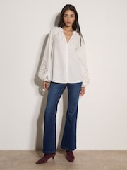 Apricot White Cotton Cut-Out Blouse - Image 4 of 5