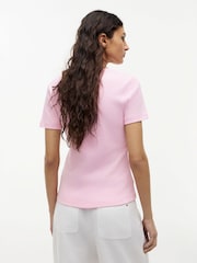 Tommy Hilfiger Pink Flag Embroidery Slim V-Neck T-Shirt - Image 2 of 5