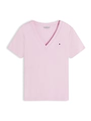 Tommy Hilfiger Pink Flag Embroidery Slim V-Neck T-Shirt - Image 5 of 5