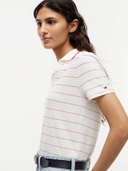 Tommy Hilfiger White Regular Fit Pique Henley Polo Shirt - Image 3 of 6