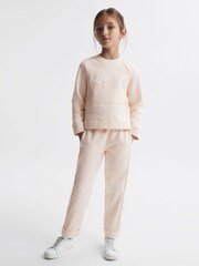 Reiss Pink Mel Junior Sparkle Crew Neck Sweatshirt - Image 1 of 5