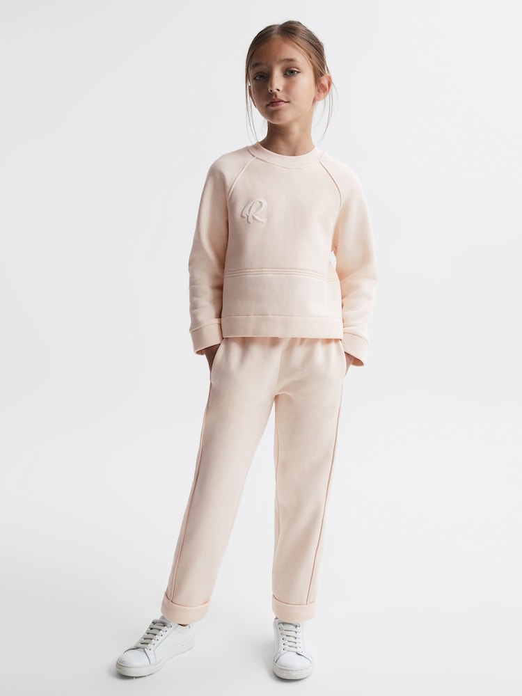 Reiss Pink Mel Junior Sparkle Crew Neck Sweatshirt - Image 1 of 5