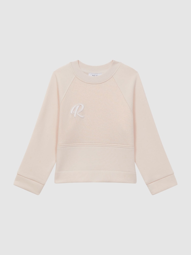 Reiss Pink Mel Junior Sparkle Crew Neck Sweatshirt - Image 2 of 5