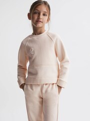 Reiss Pink Mel Junior Sparkle Crew Neck Sweatshirt - Image 3 of 5