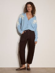 Apricot Blue Floral Applique Cardigan - Image 2 of 4