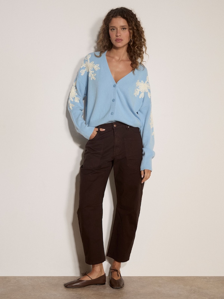 Apricot Blue Floral Applique Cardigan - Image 2 of 4 Apricot Blue Floral Applique Cardigan - Image 2 of 4