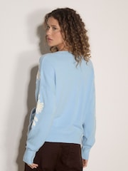 Apricot Blue Floral Applique Cardigan - Image 3 of 4