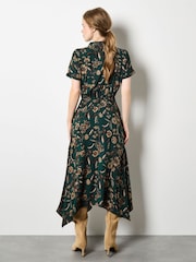 Apricot Green Sarasa Floral Shirt Midi Dress - Image 3 of 4