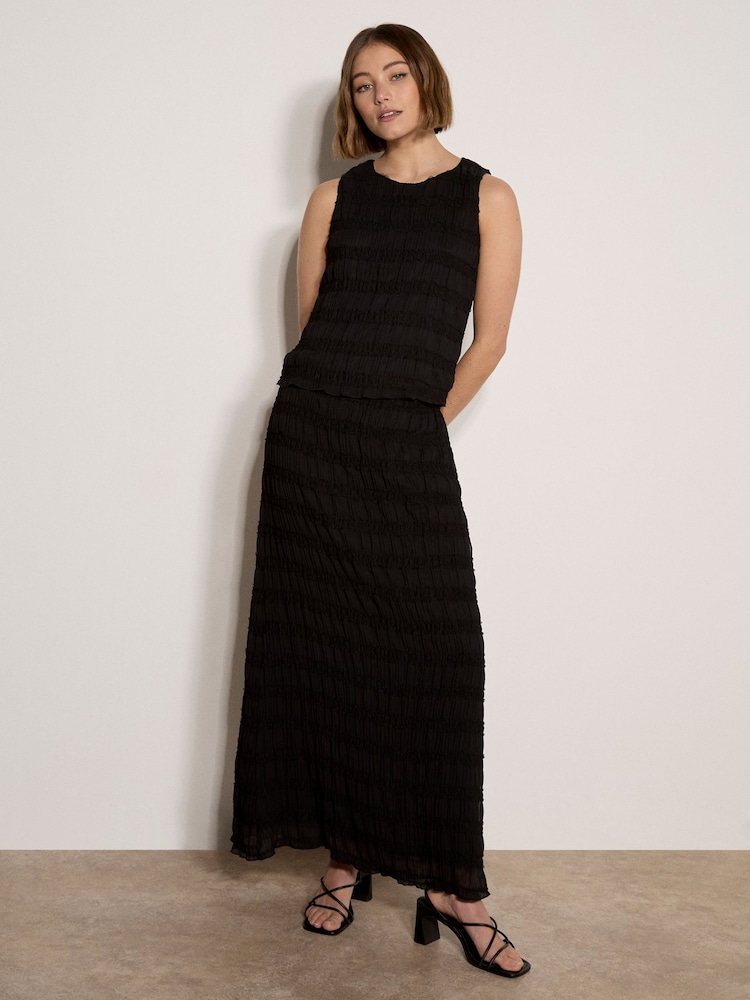 Apricot Black Ruched Chiffon Maxi Skirt - Image 2 of 5