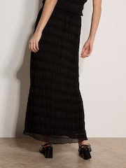 Apricot Black Ruched Chiffon Maxi Skirt - Image 4 of 5