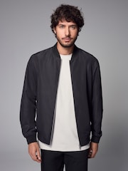 Black Shower Resistant Bomber Jacket - Image 1 of 12