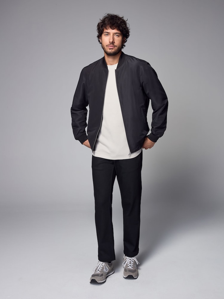 Black Shower Resistant Bomber Jacket - Image 2 of 12