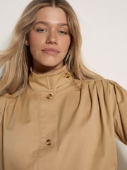 Apricot Cotton Funnel Neck Jacket - Imaginea 3 din 5