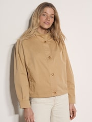 Apricot Cotton Funnel Neck Jacket - Imaginea 5 din 5