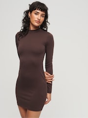 Braun - Superdry Minikleid aus Jersey mit Zierkragen - Bild 1 von 5