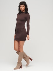 Braun - Superdry Minikleid aus Jersey mit Zierkragen - Bild 2 von 5