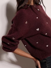 Apricot Purple Embroidered Heart Jumper - Image 2 of 4