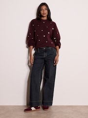 Apricot Purple Embroidered Heart Jumper - Image 3 of 4
