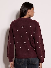 Apricot Purple Embroidered Heart Jumper - Image 4 of 4