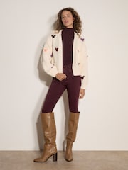 Apricot Cream Chunky Knit Butterfly Applique Cardigan - Image 2 of 4