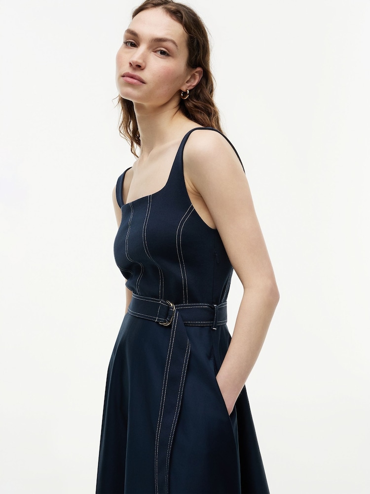 tommy hilfiger cocktail dress Tommy Hilfiger - Gold Tone Button Slim Mixed Midi Dress - Black