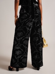 Ted Baker Bettiat Velvet Wide Leg Black Trousers - Image 2 of 6