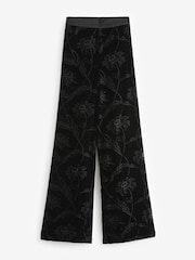 Ted Baker Bettiat Velvet Wide Leg Black Trousers - Image 4 of 6