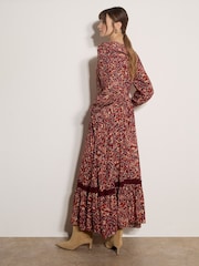Apricot Red Paisley Floral Maxi Dress - Image 2 of 4