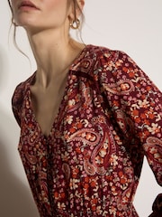 Apricot Red Paisley Floral Maxi Dress - Image 4 of 4
