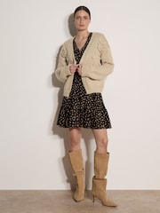Apricot Natural Rose Applique Chunky Knit Cardigan - Image 1 of 4