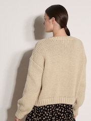 Apricot Natural Rose Applique Chunky Knit Cardigan - Image 3 of 4