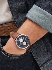 Navy/Tan Vertical Dial Watch - Image 1 of 4