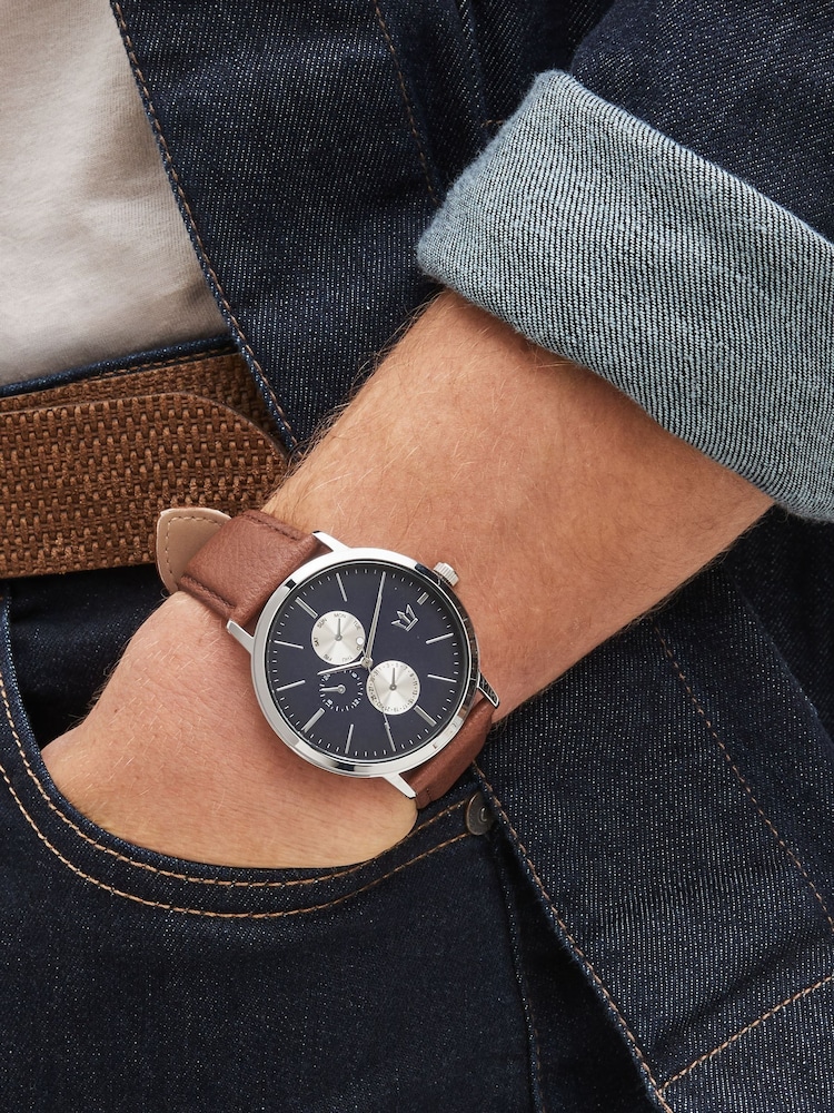 Navy/Tan Vertical Dial Watch - Image 1 of 4
