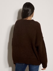Apricot Brown Chunky Knit Flower Applique Jumper - Image 2 of 5