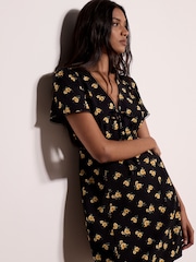 Apricot Black Vintage Floral Mini Tea Dress - Image 2 of 4