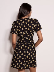 Apricot Black Vintage Floral Mini Tea Dress - Image 4 of 4