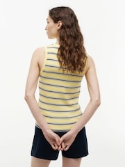 Tommy Hilfiger Yellow Stripe Slim Crew Neck Tank Top - Image 2 of 5