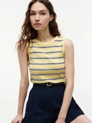 Tommy Hilfiger Yellow Stripe Slim Crew Neck Tank Top - Image 4 of 5
