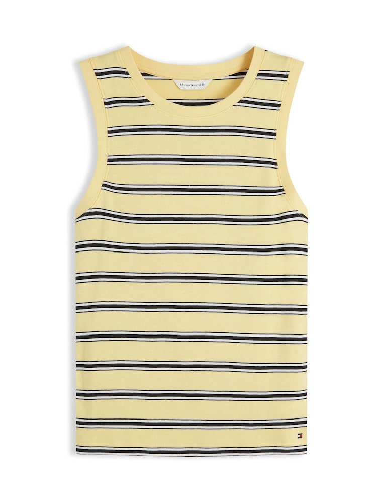 Tommy Hilfiger Yellow Stripe Slim Crew Neck Tank Top - Image 5 of 5