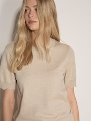 Apricot Natural Scallop Knitted T-Shirt - Image 2 of 4