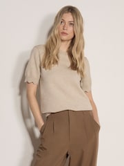 Apricot Natural Scallop Knitted T-Shirt - Image 3 of 4