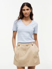 Tommy Hilfiger Blue Flag Embroidery Slim V-Neck T-Shirt - Image 1 of 5