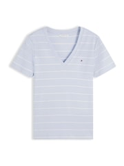 Tommy Hilfiger Blue Flag Embroidery Slim V-Neck T-Shirt - Image 5 of 5