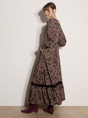Apricot Dark Brown Paisley Floral Maxi Dress - Image 2 of 4