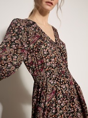 Apricot Dark Brown Paisley Floral Maxi Dress - Image 3 of 4
