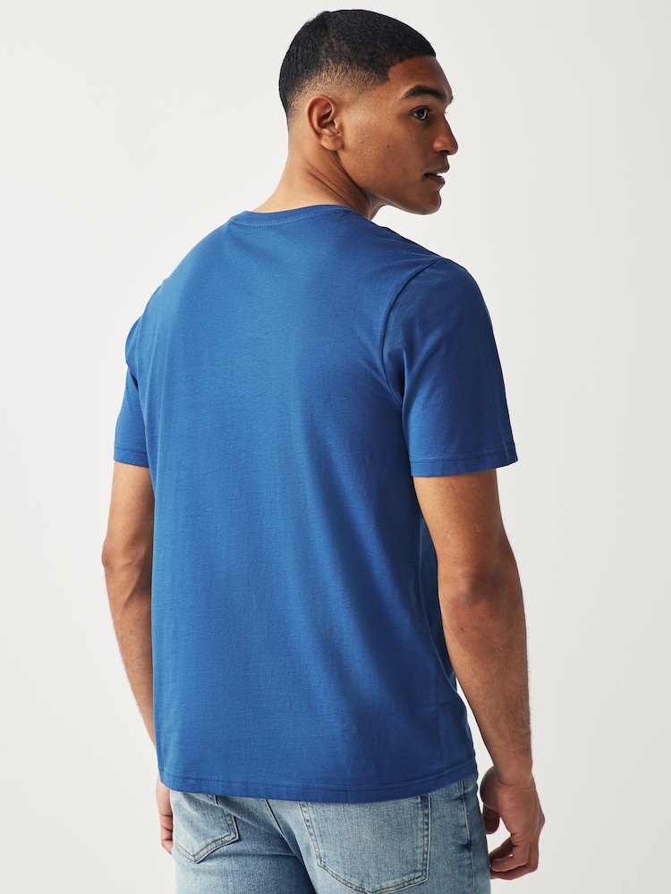 Blue Bright Regular Fit Essential Crew Neck Cotton T-Shirt - Image 3 of 7
