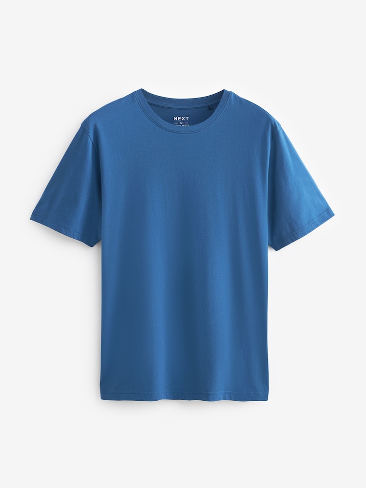 Blue Bright Regular Fit Essential Crew Neck Cotton T-Shirt - Image 5 of 7