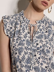 Apricot Cream Painterly Paisley Ruffle Top - Image 4 of 5