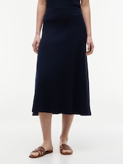 Tommy Hilfiger Blue Cable Knit Relaxed A-Line Midi Skirt - Image 1 of 5