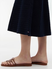 Tommy Hilfiger Blue Cable Knit Relaxed A-Line Midi Skirt - Image 4 of 5